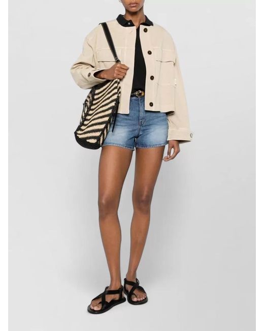 Closed Natural Short Utility Jacket Long Sleeves Pockets