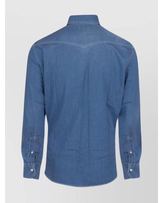 Brunello Cucinelli Blue Denim Shirt for men