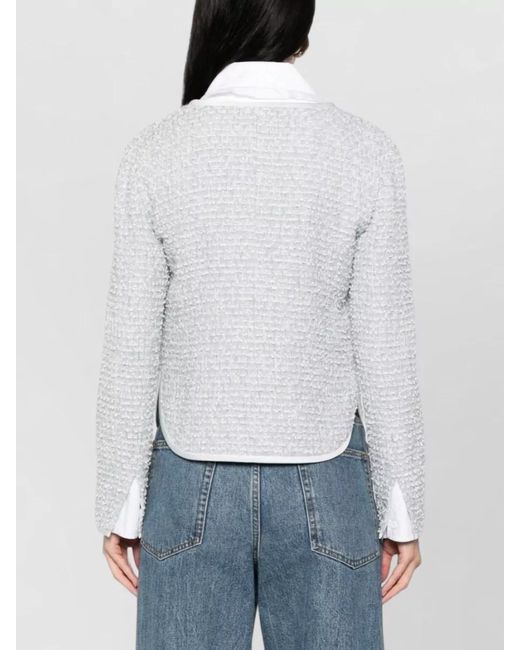 Emporio Armani White Textured Wool-Blend Suit Jacket