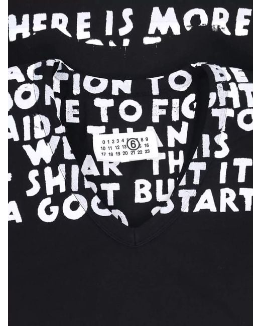 MM6 by Maison Margiela Black Short Sleeve Shirt Regular Fit V Neck for men
