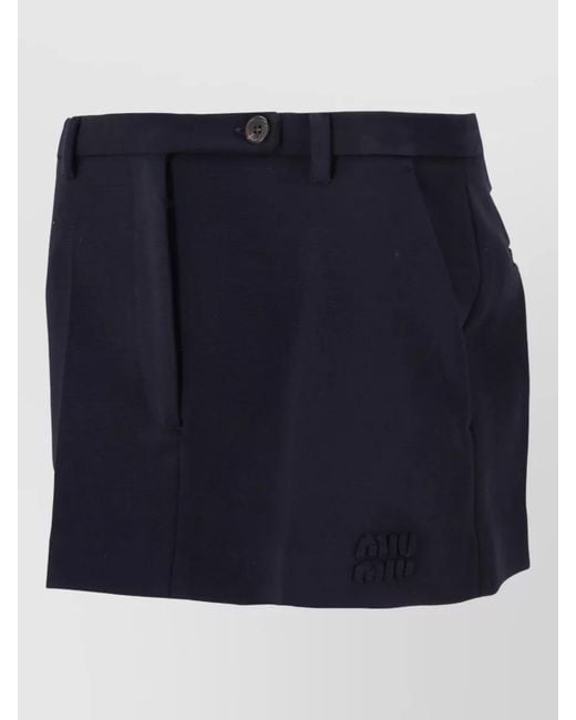 Miu Miu Blue Stretch Jersey Mini Skirt