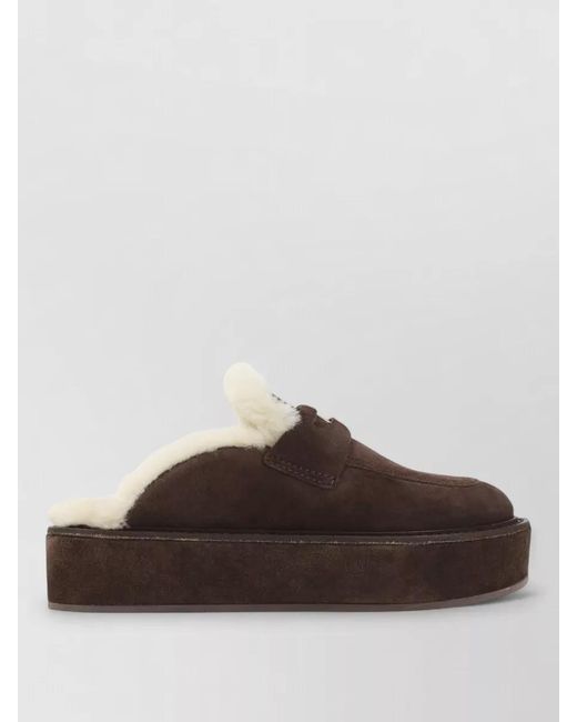 Miu Miu Brown Platform Sabot Sandals Tone Hardware