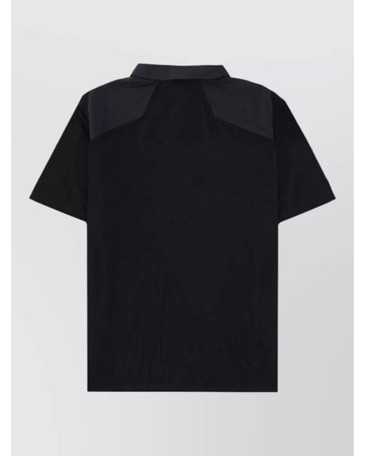 Veilance Black Short Sleeve Polo Shirt Zip Collar for men