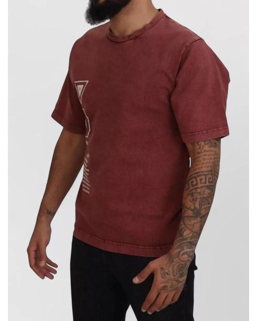 Dolce & Gabbana Red Cotton Printed Crew Neck Short Sleeve T-Shirt for men