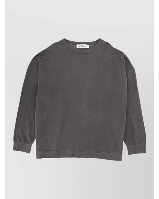 Our Legacy Gray Ribbed Oversized Crewneck Sweatshirt for men