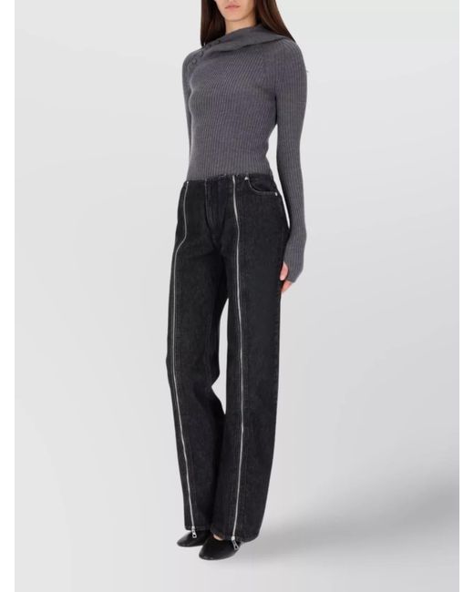 Jean Paul Gaultier Gray Ribbed Merino Wool Sweater