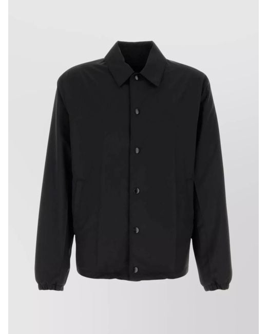 Prada Black Wool Blend Jacket With Elastic Cuffs And Side Pockets for men