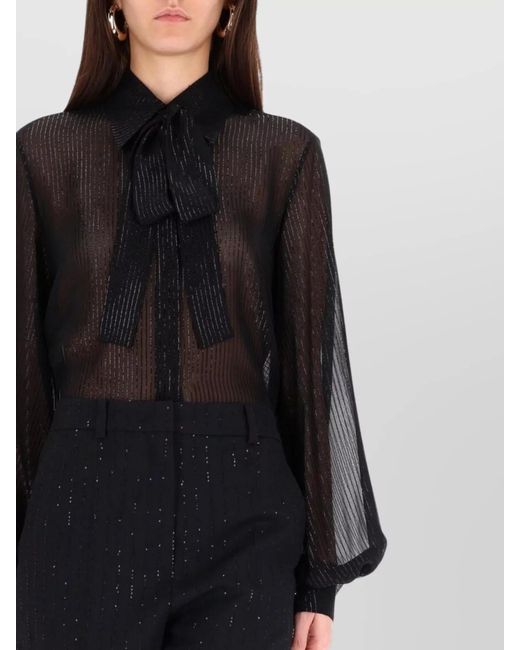 Max Mara Black Silk Bow Blouse