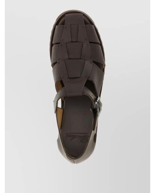 Paraboot Black Pacific Sandals Open Toe Flat Sole Leather for men