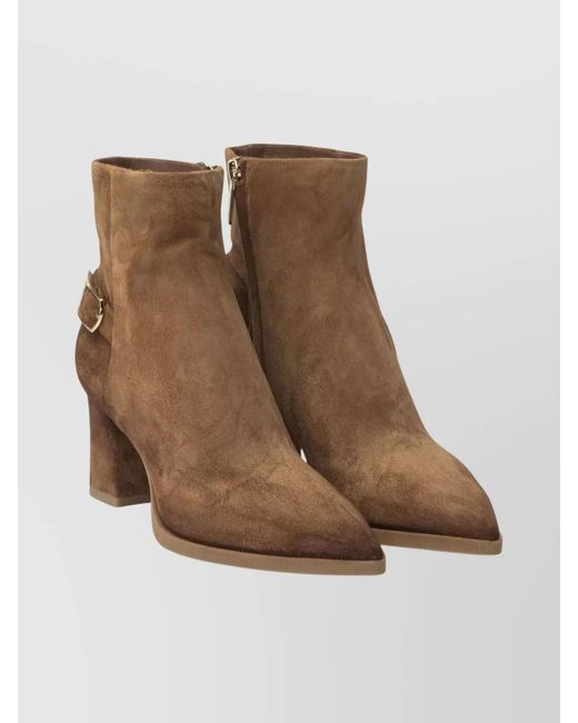 Santoni Brown Suede Leather Ankle Boots