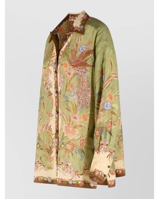Zimmermann Multicolor Indra Silk Shirt Floral Long Sleeves