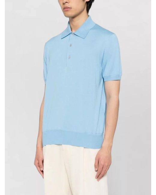 Tom Ford Blue Nylon Blend Silk Polo Collar Shirt for men