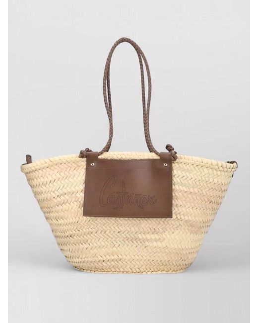 Castaner Natural Shoulder Bag Campania Braided Handles Rectangular