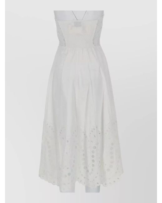 Charo Ruiz White Strapless Midi Dress Marlin Smocked Back