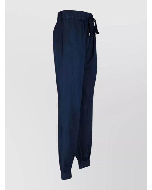 Sa Su Phi Blue Straight Pants Elastic Cuffs Waistband Side Pockets