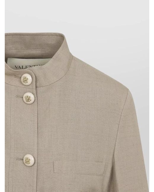 Valentino Natural Embroidered Logo Belted Jacket