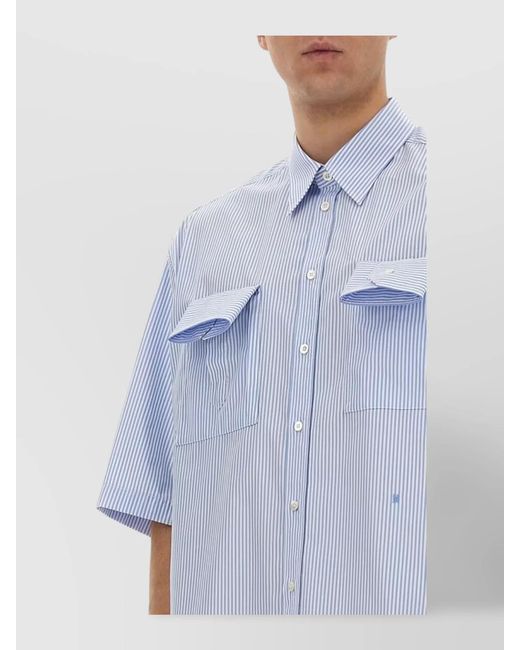 Moschino Blue Cotton Cuff Detail Shirt for men