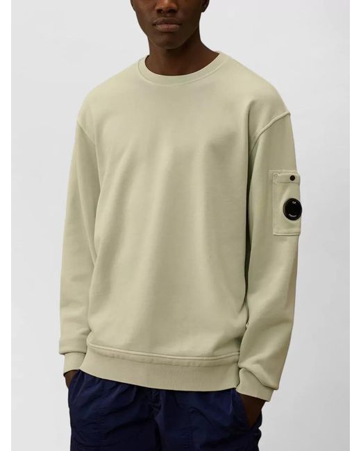 C P Company Natural Cotton Sweatshirt Diagonal Fleece Round Neck for men