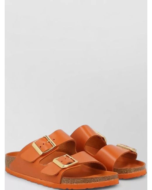 Birkenstock Brown Leather Two Strap Slides