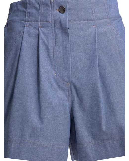 Moncler Blue Cotton Tailored Shorts