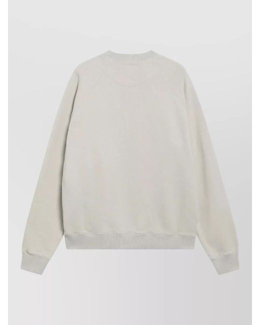 Prada White Crew Neck Raglan Knit Sweater Ribbed Trim for men