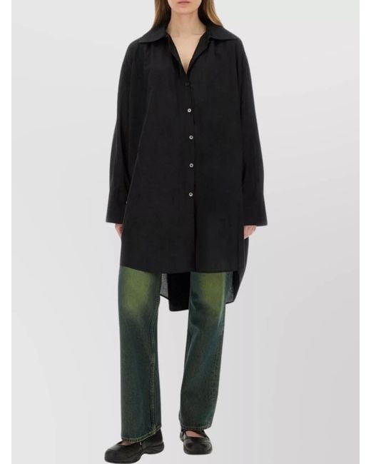 Our Legacy Black Cotton Loose-Fit Knee-Length Dress