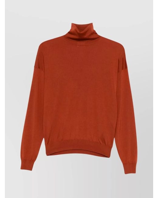 Saint Laurent Orange Wool Turtleneck Sweater