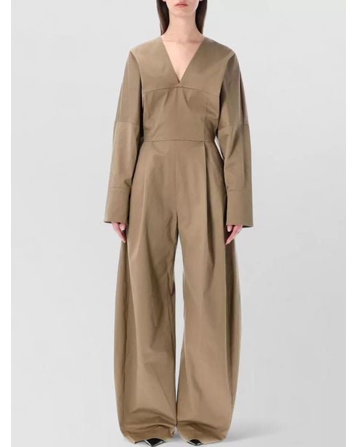 Thelatest Natural Drew Cotton Jumpsuit Long Sleeves Wide Leg