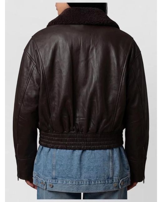 IVY & OAK Black Iolaila Lane Leather Bomber Jacket