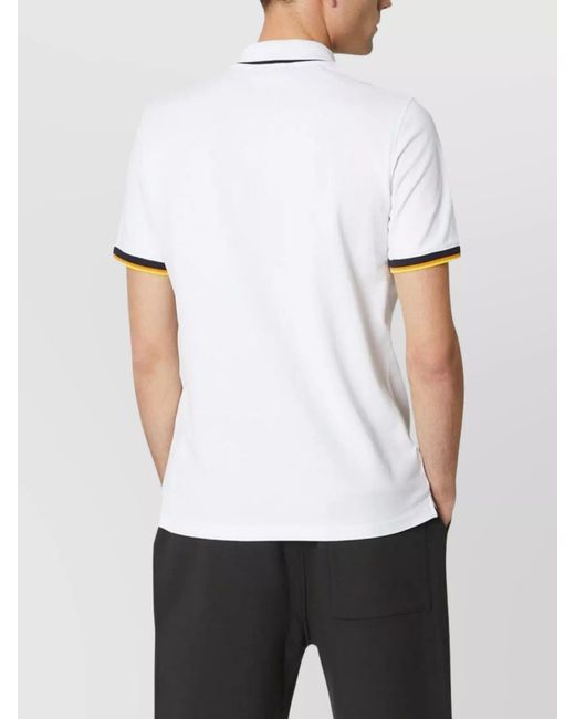 K-Way White Striped Trim Polo Collar T-Shirt for men