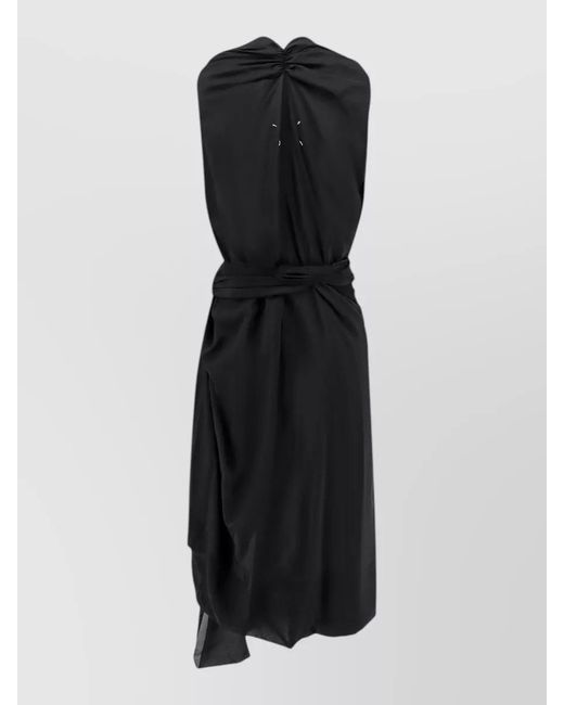 Maison Margiela Black Draped Silk Dress