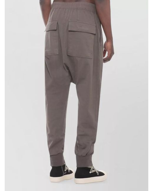Rick Owens Gray Cotton Straight-Leg Drop-Crotch Trousers for men