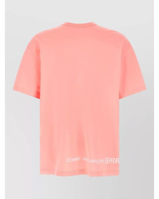 Comme des Garçons Pink Logo Detail Crew Neck Short Sleeve T-Shirt for men