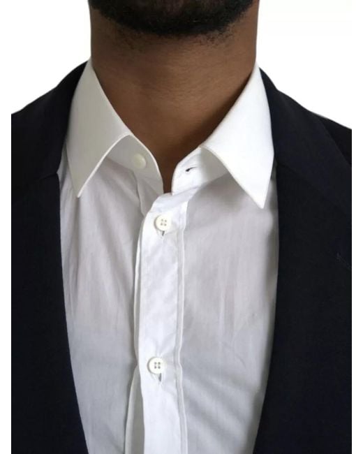 Dolce & Gabbana Blue Wool Single Breasted Blazer Jacket for men
