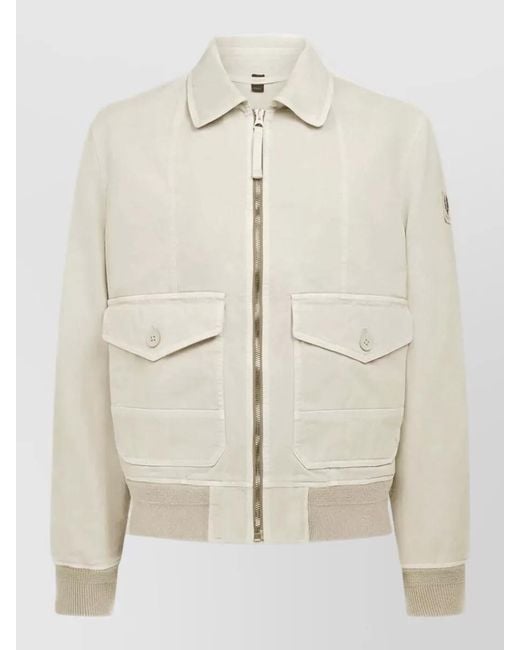 Belstaff Natural Jacket Buttoned Pockets Point Collar Ribbed Trims for men
