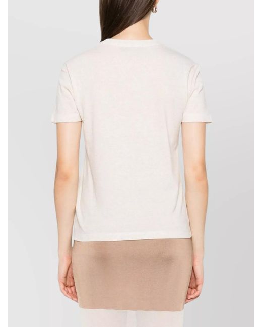 Fendi Natural Sequin Embellished Short Sleeve T-Shirt