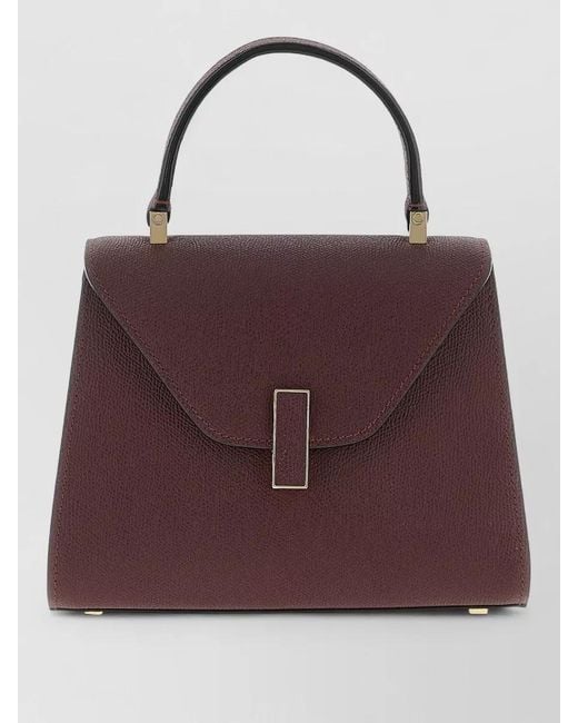 Valextra Purple Iside Mini Leather Top Handle Bag