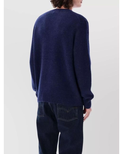 Polo Ralph Lauren Blue Wool-Blend Crewneck Pullover Long Sleeves for men