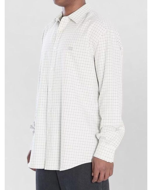 Céline White Checked Cotton Regular-Fit Long-Sleeve Shirt for men
