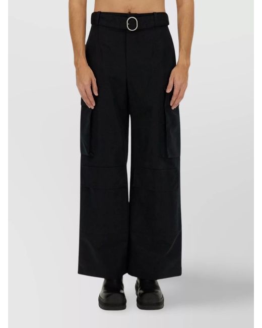 Jil Sander Black Wide-Leg Trousers for men