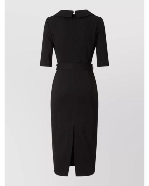 Pinko Black Arnebia Dress Belted Waist V Neckline