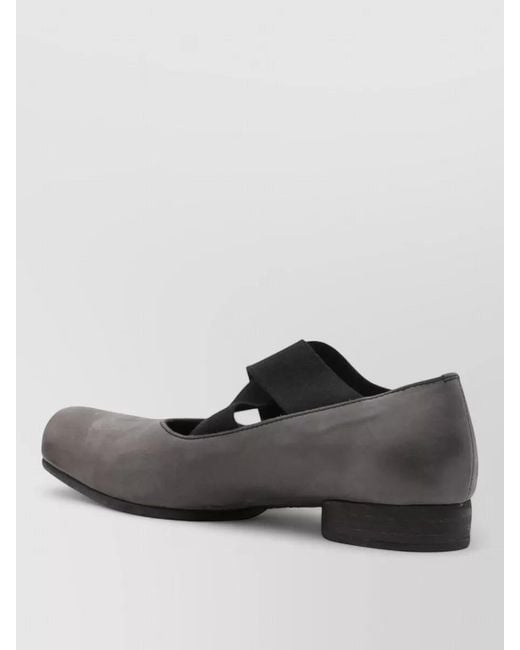 Uma Wang Black Leather Ballerina Shoes Square Toe Design