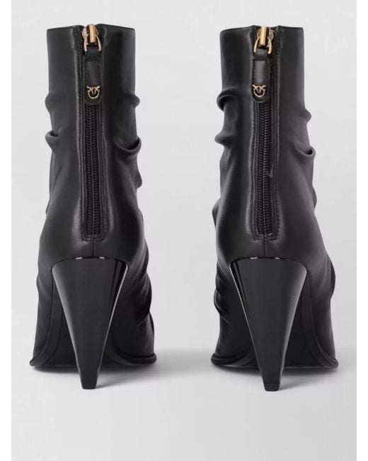 Pinko Black Leather Ankle Boots