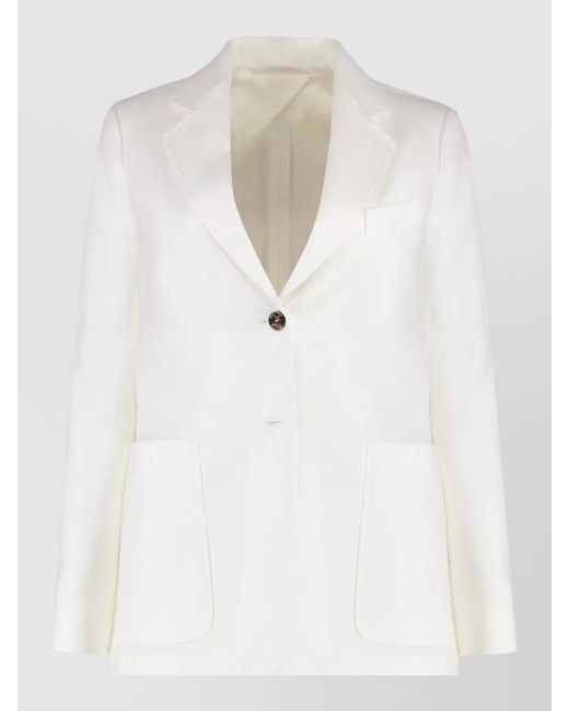 Max Mara White Guglia Linen Tailored Jacket Long Sleeves