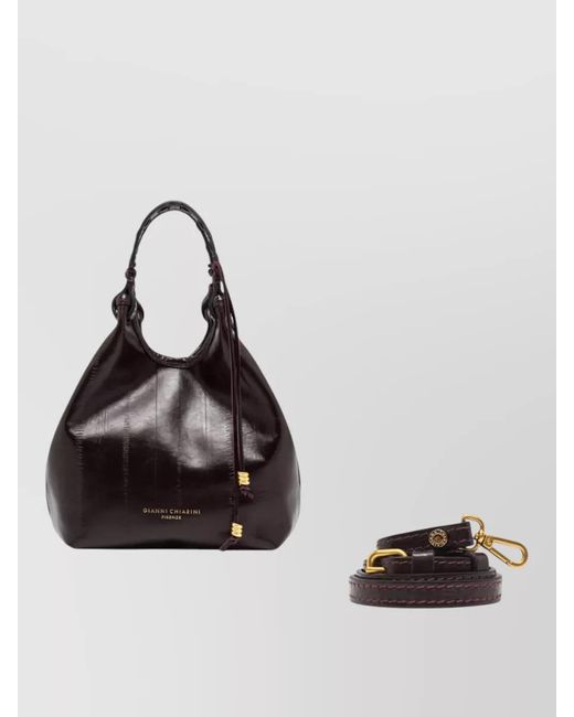 Gianni Chiarini Black Dua Tote Bag Adjustable Strap Hardware