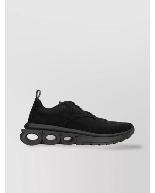 Ferragamo Men's Black Mesh And Suede Low-Top Sneakers