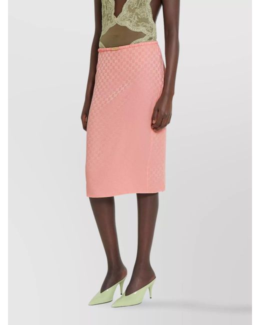 Gucci Pink Silk Gg Jacquard Straight Skirt