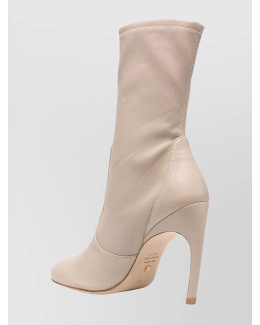 Stuart Weitzman Natural Ankle Boots With Almond Toe Design