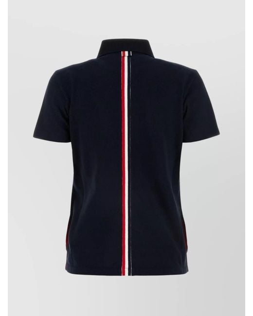 Thom Browne Blue Cotton Piqué Relaxed-Fit Short-Sleeve Polo Shirt