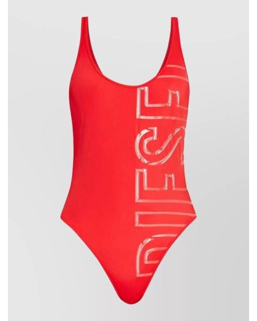 DIESEL Red One Piece Swimsuit Plunge Neckline U Back